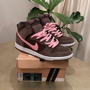 Nike Dunk High Pro SB size 12 in smoke/ion pink-baroque brown. Exclusive!